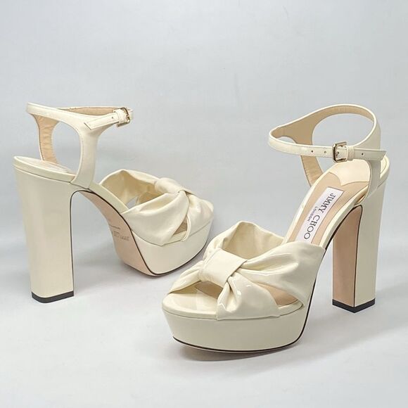 Jimmy Choo Patent Leather Ankle-Strap Platform Sandals - Picture 7 of 14